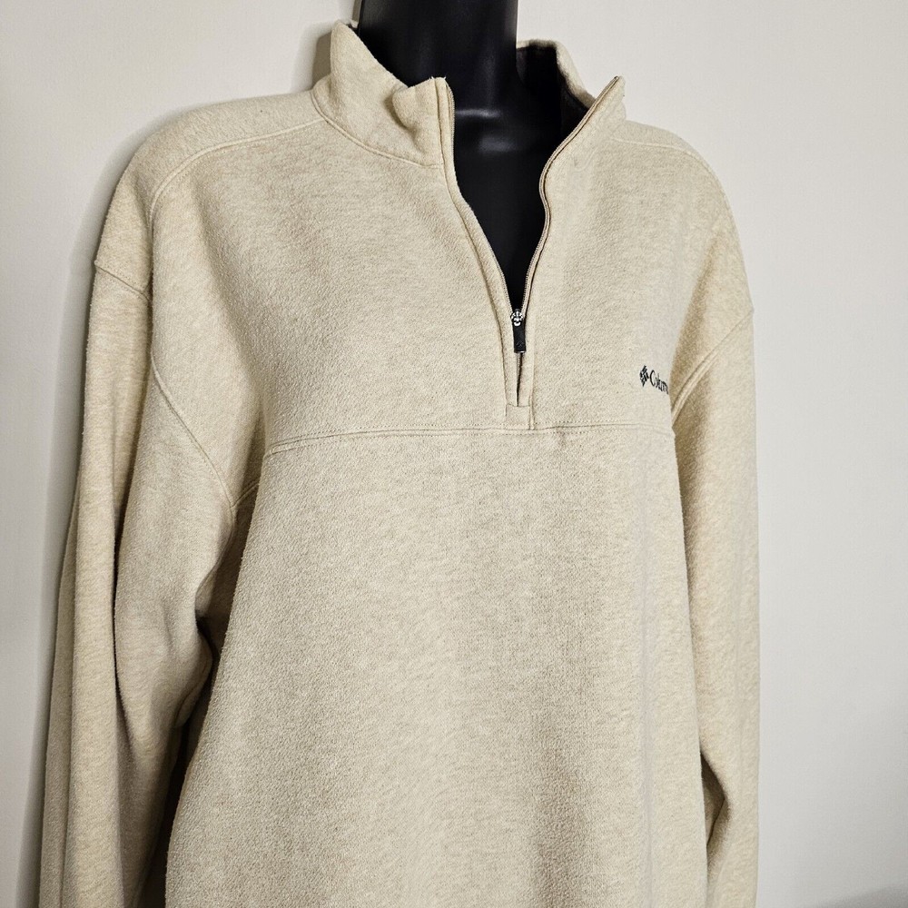 (Size-XL) Colombia 1/4 Zip Sweater Jacket Beige Fleece Outdoor Wear